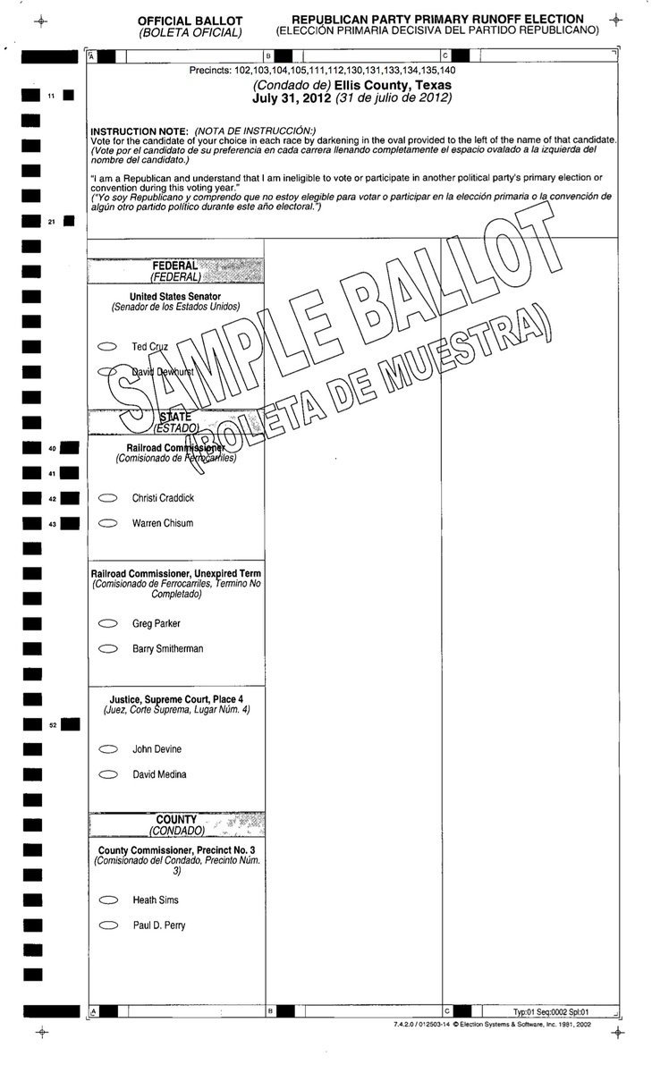 Image: Republican Party Primary Runoff Ballot-July 31, 2012