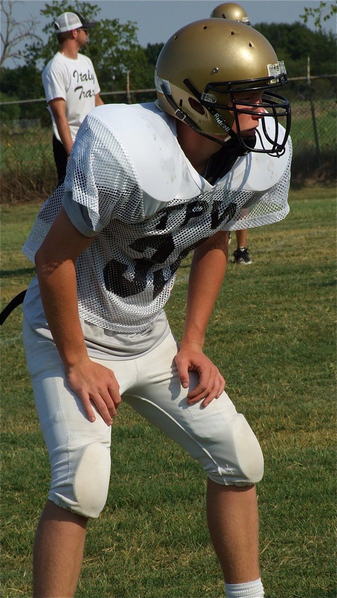 Image: Cody Boyd(30), a sophomore, settles in at cornerback.