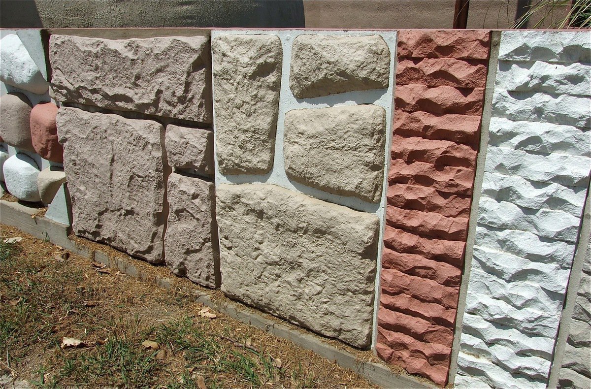 Image: A closer look details the pre-stamped forms used to decorate the concrete fence line. While one side of the fence is textured the backside can be smooth.