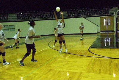 Image: Ashlyn Jacinto sets the ball for her JV teammates.