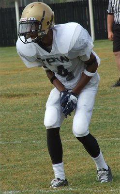 Image: Trevon Robertson(4), a junior, patrols the secondary for Italy.