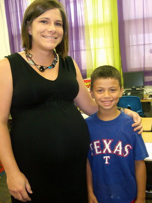 Image: Mrs. Hernandez and her new student Tristan Marion.