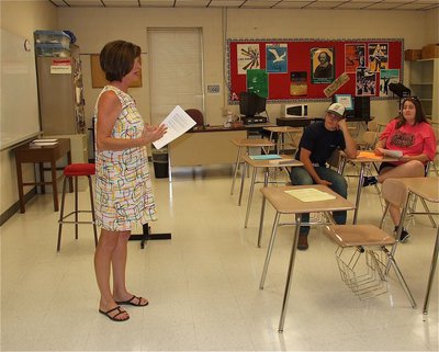 Image: Mrs. Andi Windham spells out the objectives in her classroom for the upcoming school year.