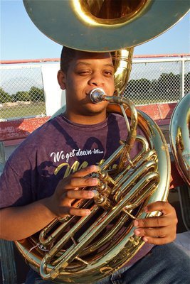 Image: Senior Gladiator Regiment Marching Band member Timothy Fleming is playing the tuba!