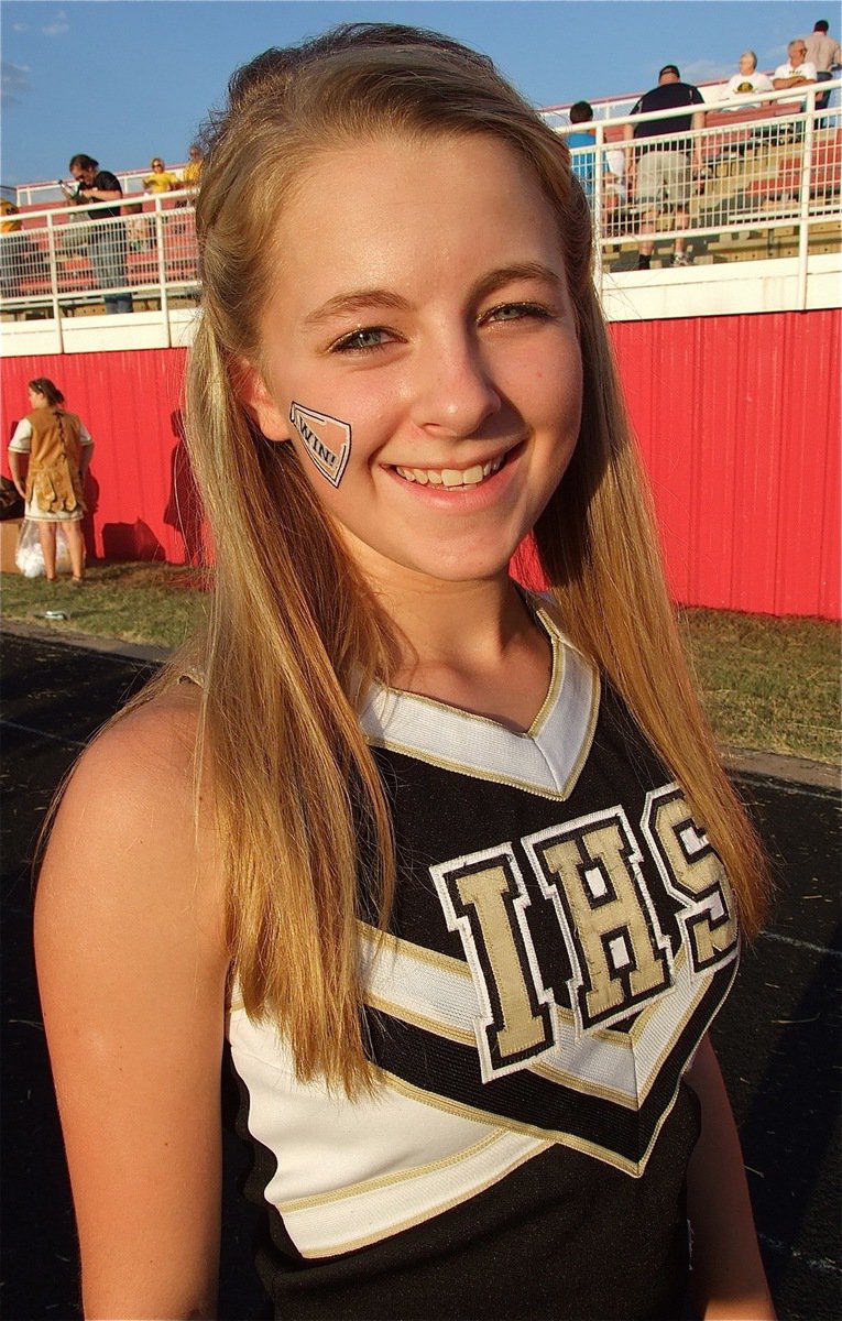 Image: Lady Gladiator Cheerleader Britney Chambers was able to keep smiling throughout the contest.