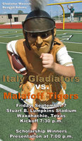 Image: Italy Gladiators vs. Malakoff Tigers at Stuart B. Lumpkins Stadium in Waxahachie on Friday, September 7 starting at 7:30 p.m. as part of the inaugural Dale Hansen Football Classic.