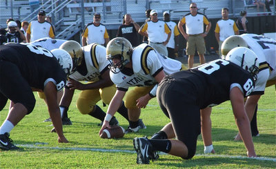 Image: Kyle Fortenberry(66) is the JV Gladiator center on offense.