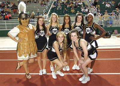 Image: The Italy Lady Gladiator cheerleaders are (L-R) mascot Reagan Adams, Morgan Cockerham, Britney Chambers, Ashlyn Jacinto, Bailey DeBorde, K’Breona Davis and Kelsey Nelson and Meagan Hooker down front. Not pictured is Taylor Turner who was not feeling well. Get better soon Taylor!