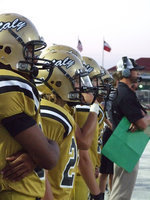 Image: The Gladiator sideline impatiently awaits the kickoff between Italy and the Malakoff Tigers in opening game of the inaugural 2012 Dale Hansen Football Classic in Waxahachie.