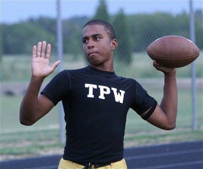 Image: JV Gladiator Jaray Anderson sports Italy’s 2012-13 athletic motto, “TPW,” meaning, “Tough People Win”.