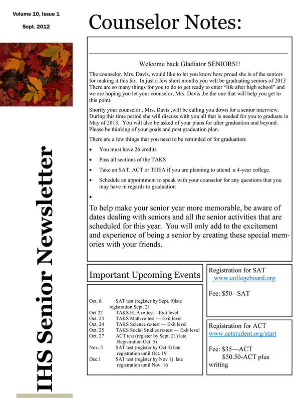 Image: Fall Newsletter – page 1