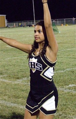 Image: Lady Gladiator cheerleader Ashlyn Jacinto shows her team spirit.