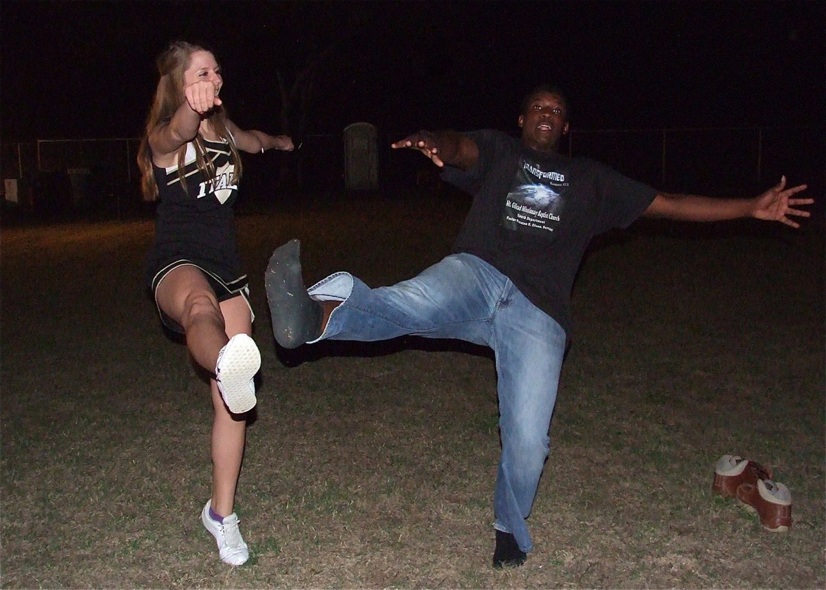 Image: IJH cheerleader Brooke DeBorde quickly realizes why her cheer squad is all girls.