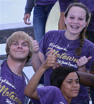 Image: Gladiator Regiment Band members Gus Allen, Maddie Pittman and Alex Minton give the thumbs up for silliness and humor everywhere!