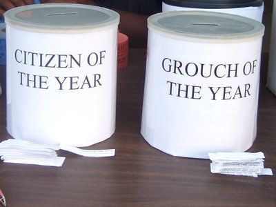 Image: Mark Jackson was voted the Grouch of the Year and Willa Wheatley was voted Citizen of the Year.