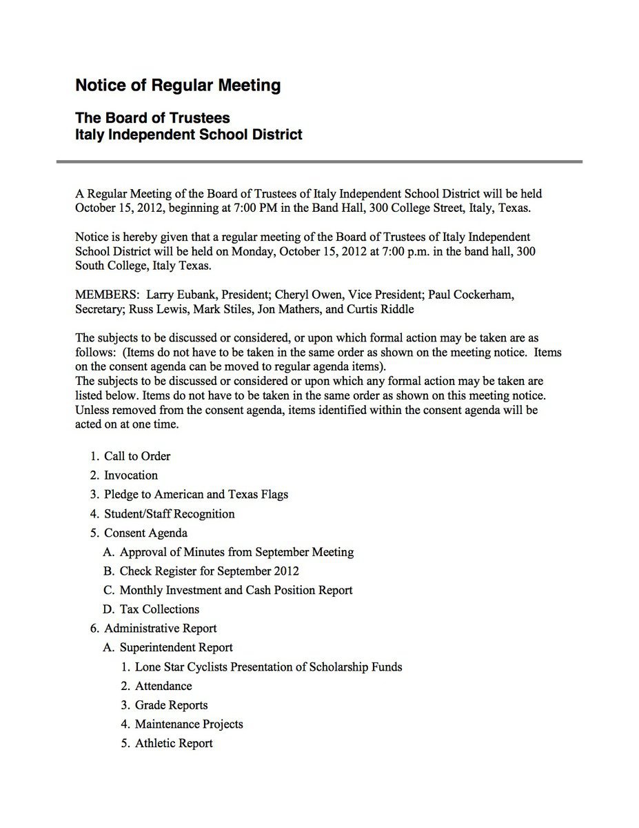 Image: Agenda – page 1