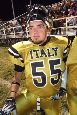 Image: Senior Gladiator Zackery Boykin beams with pride as Italy goes on to win their homecoming game 49-2 over Cross Roads. Italy is now 2-0 in district.
