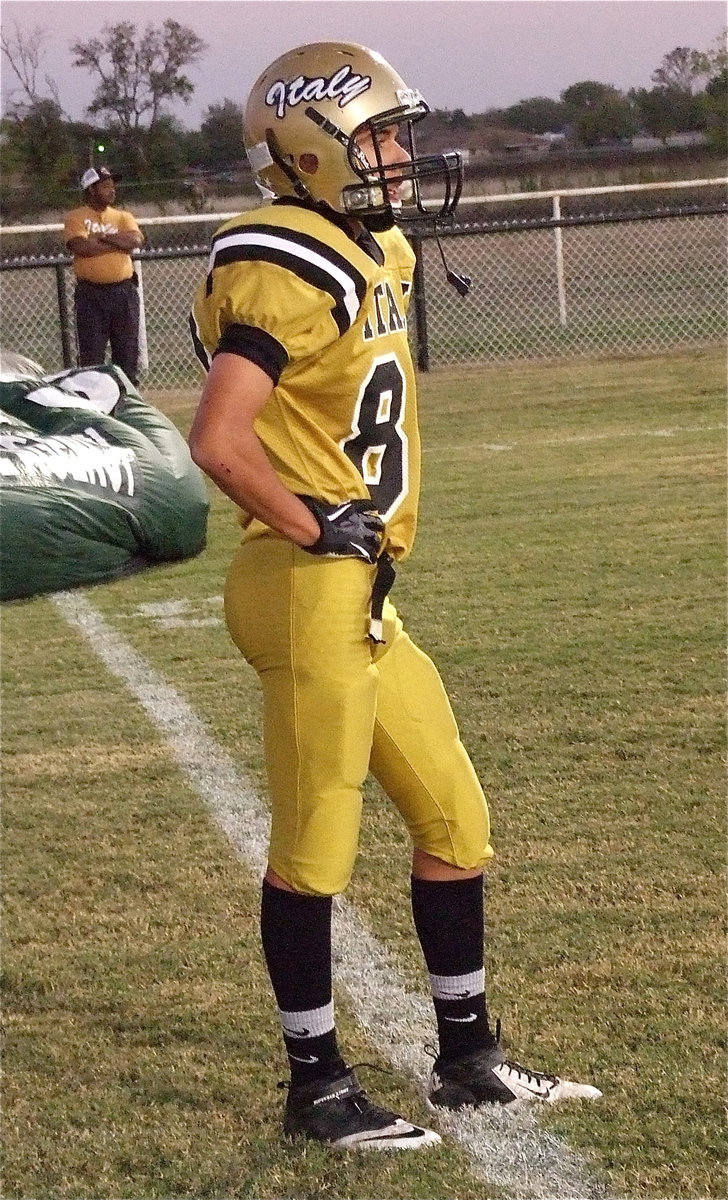 Image: Gladiator Kelvin Joffre(80) takes a moment to visualize before catching 2 touchdown passes during the homecoming game against Cross Roads.