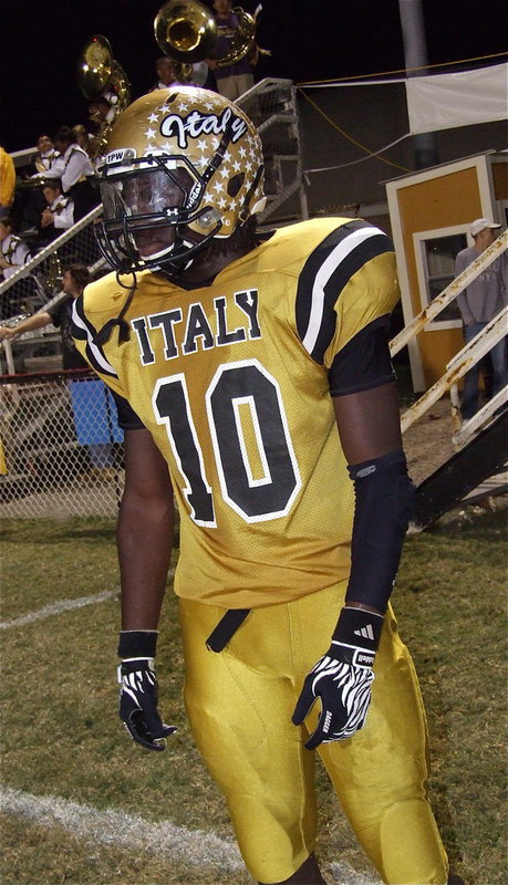 Image: Senior Gladiator Ryheem Walker(10) will need to add a few more stars to his helmet after Italy’s 49-2 homecoming win over Cross Roads. Walker rushed 6 times for 115 yards (19.2 average) including a 68 yard run for a touchdown. On defense, Walker totaled 13 tackles with 8 solos and 1 hurry.