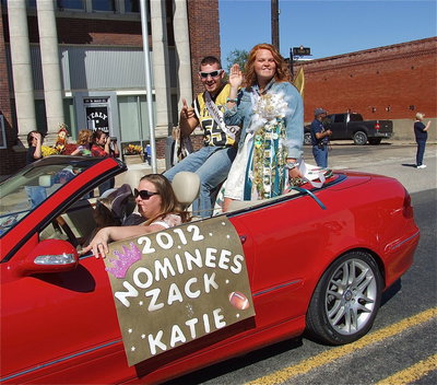 Image: 2012 Homecoming King nominee Zackery Boykin(55) and Homecoming Queen nominee Katie Byers enjoy being royalty for a day.