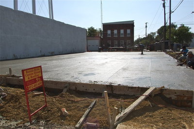 Image: A view of the concrete slab that will support the pavilion.