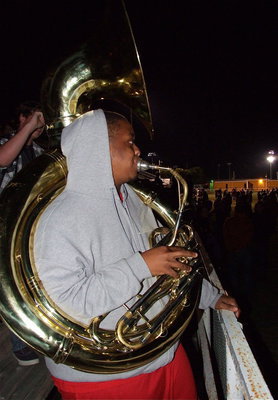 Image: Gladiator Band member Timothy Flemming on the tuba to help kickoff homecoming 2012.