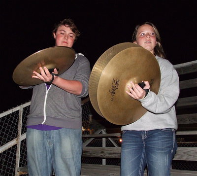 Image: Gladiator Band members Trevor Davis and Maddie Pittman on the cymbals.