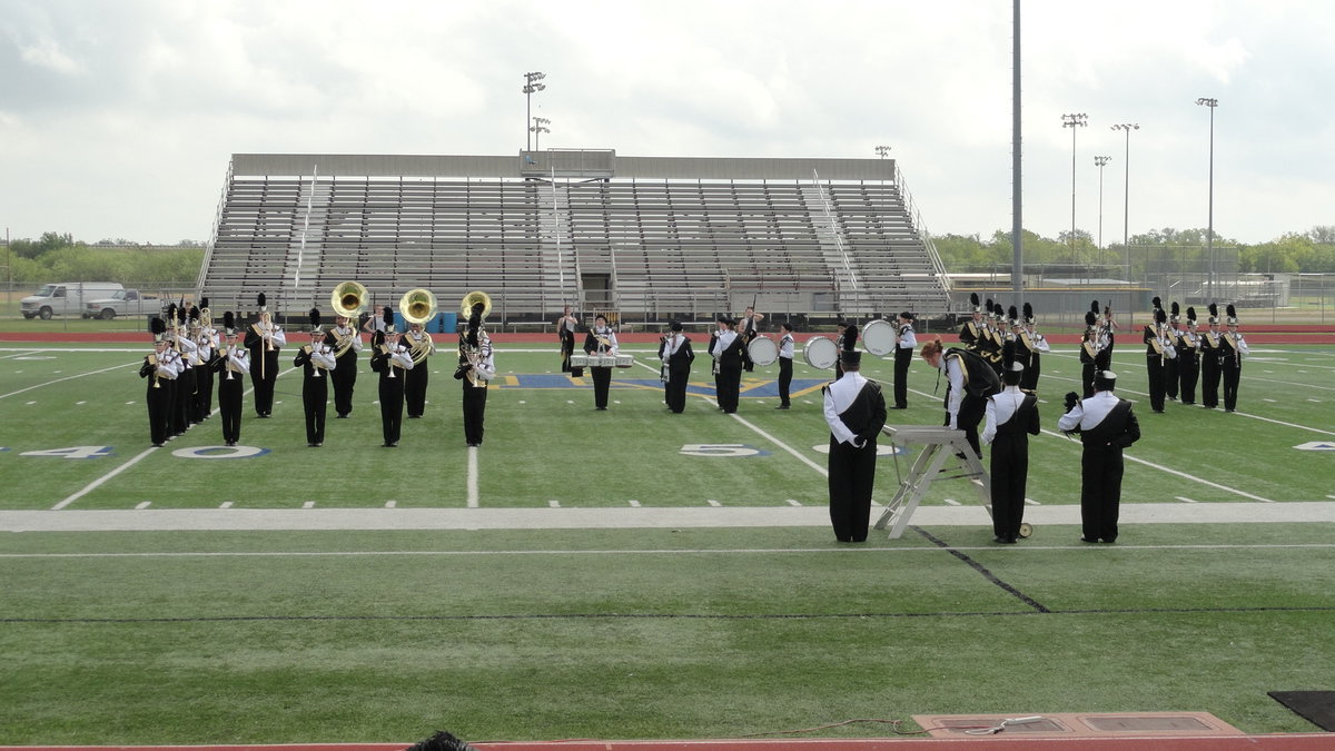 Image: The Gladiator Regiment Band is ready to begin its routine.