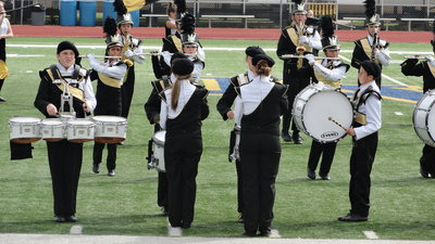 Image: The drum line keeps the beat.