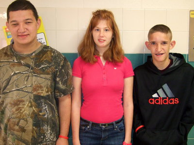 Image: Nathan Brock, Blake Vega and Katie Connor make up the Italy High School special olympic team.