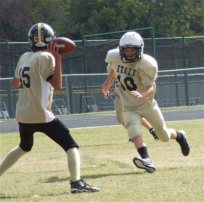 Image: The A-team Gladiator defense tracked the Jaguar quarterback all game long.