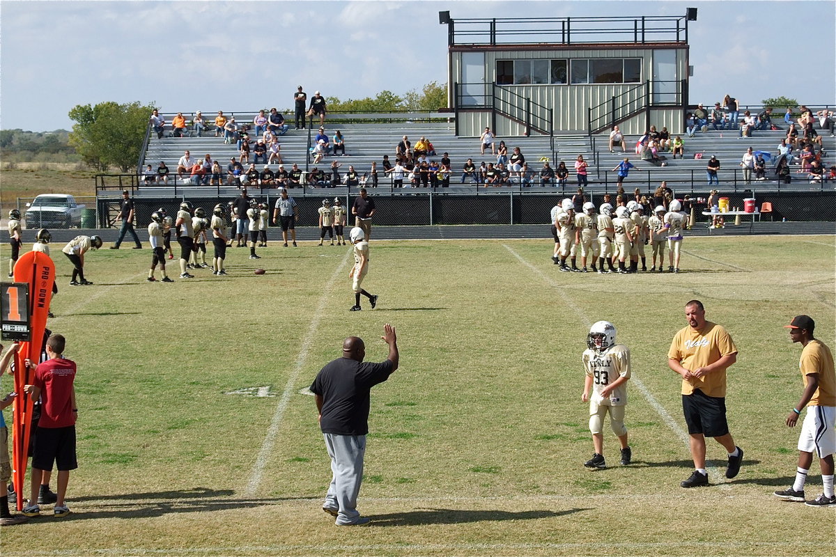 Image: The A-team Gladiators enjoying their lead during the playoff game against Hubbard.