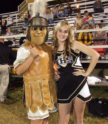 Image: Gladiator mascot Reagan Adams and cheerleader Kelsey Nelson are ready for Senior Night!