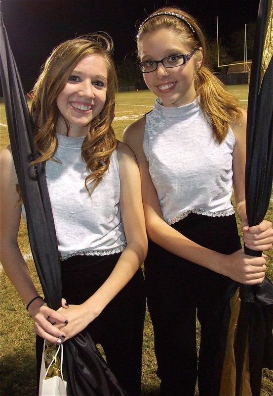 Image: Color guard members Brooke Miller and Anna Riddle are enjoying Senior Night 2012 at Willis Field.