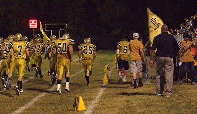 Image: The Gladiators take the field in what would the final home game for the seniors.