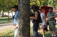 Image: Cowboy Moe Frances of Bardwell is the subject being filmed by the camera crew along Waco Street in Italy, Texas.
