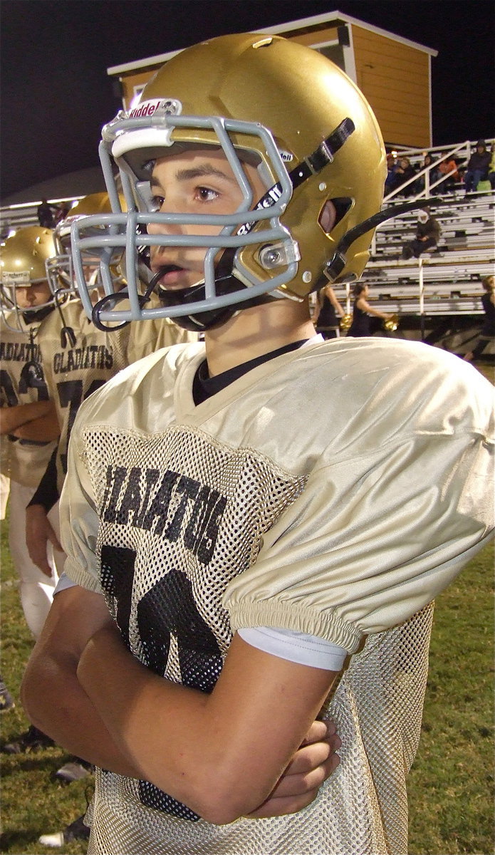 Image: Gladiator Blake Brewer(30) takes a breather from the contest.