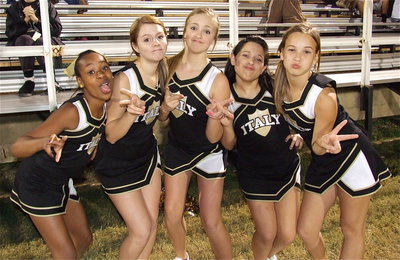 Image: Taking their jobs seriously are the 2012 Italy Junior High Cheerleaders, consisting of Sierra Wilson, Brooke DeBorde, Annie Perry, Caroline Pittman and Paige Little.