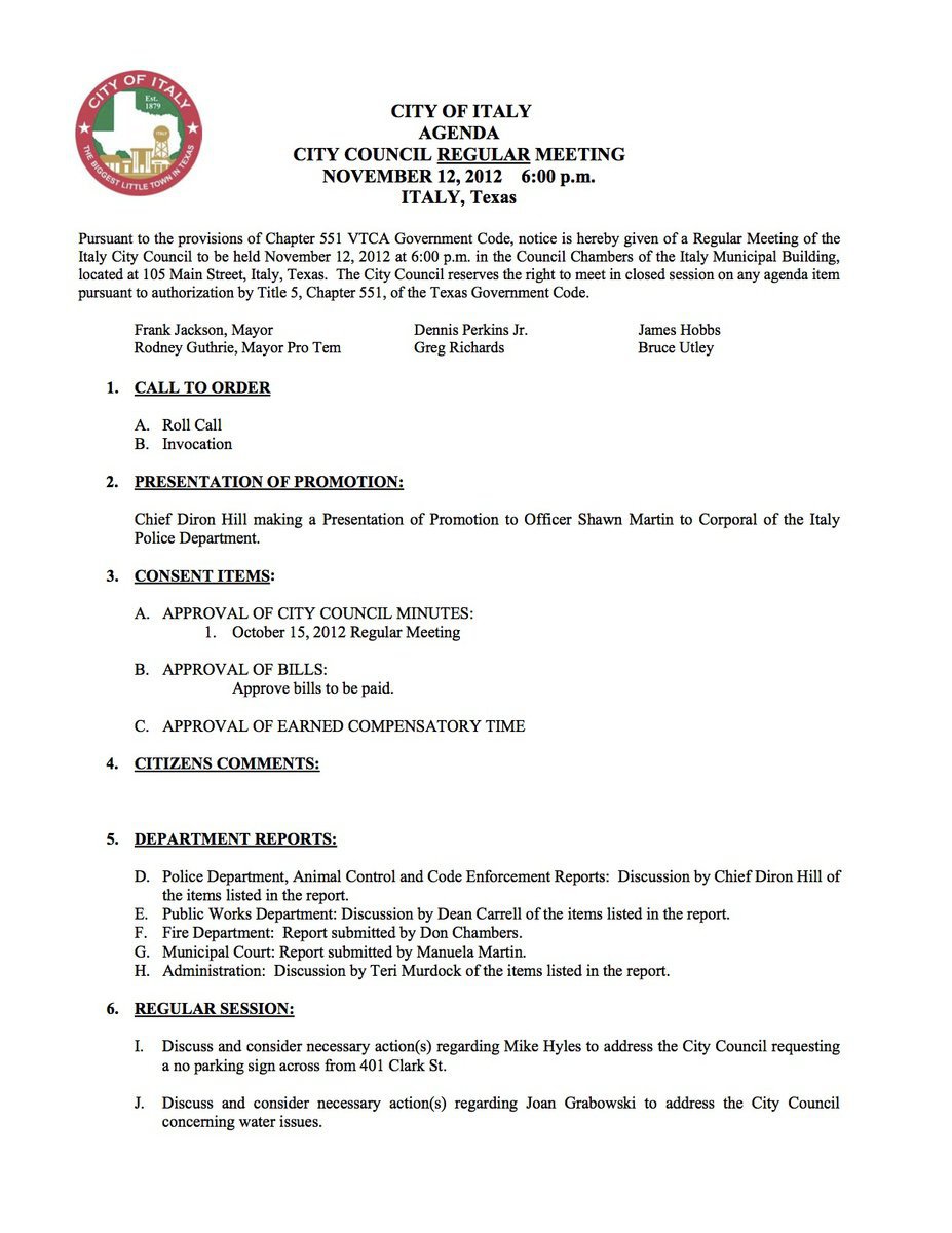 Image: Agenda – page 1