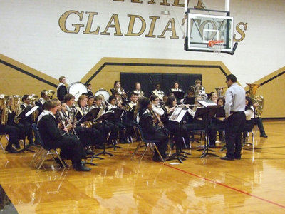 Image: The Gladiator Regiment Band was honored to play all of the service songs for the local Veterans.