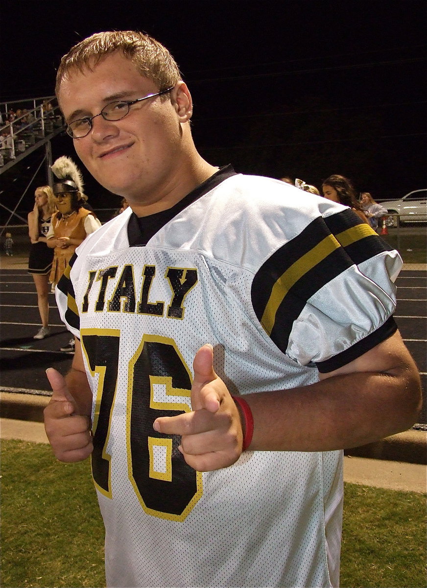 Image: Gladiator Colin Newman(76) is proud of his teammates for taking down the Bobcats.