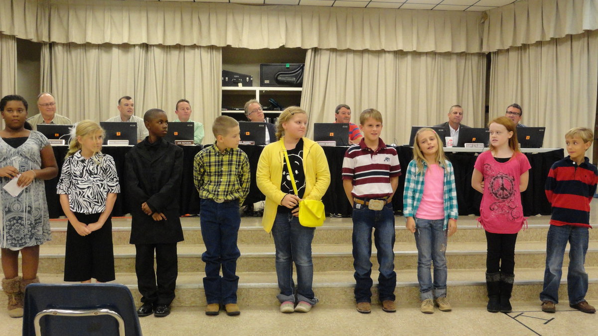 Image: Stafford Elementary Student Council 2012-2013
    (L-R) LaJada Jackson, president; Karson Holley, vice president; Jaylon Lusk, treasurer; Tanner Chambers, secretary; Sydney Lowenthal, historian; Reese Janek, Brooke Gage, fourth grade representatives; Sadie Hinz and Chase Hyles, third grade representatives.