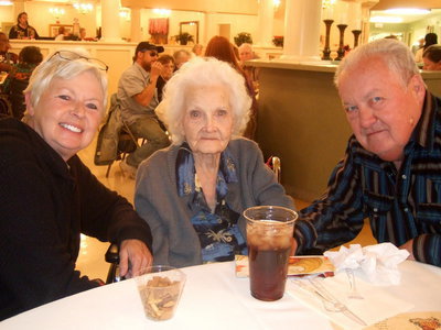 Image: Tonya Merrill and Richard Rice spending time and a good meal with their aunt Pauline Horky.