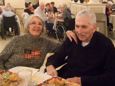 Image: Jere and Shirley Thomas enjoying a Thanksgiving meal together.