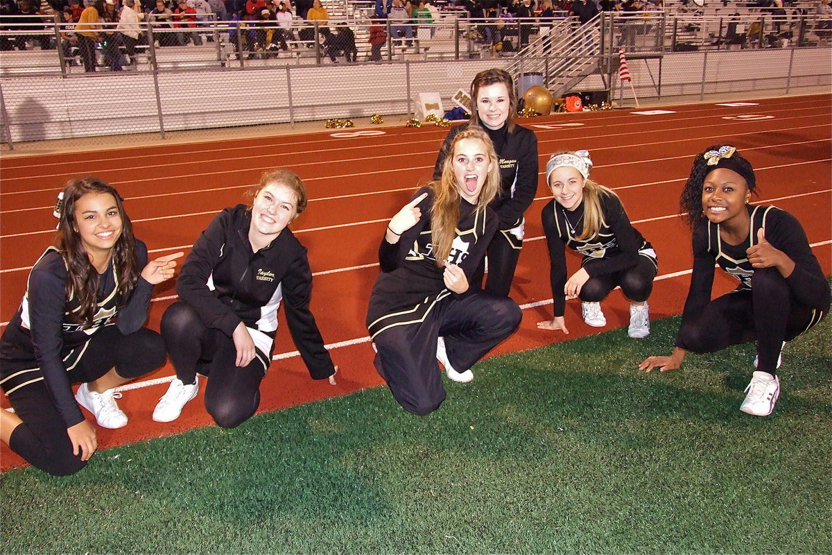 Image: Gladiator cheerleaders Ashlyn Jacinto, Taylor Turner, Kelsey Nelson, Meagan Hooker, Britney Chambers and K’Breona Davis are unable to hide their pre-game excitement.