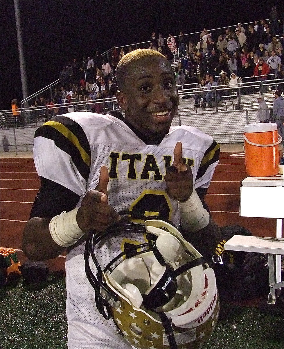 Image: Marvin Cox(3) is all smiles with Italy on the verge of securing a win over Honey Grove.