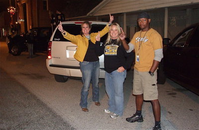 Image: Robbie, Amanda and Darrin during the downtown celebration to welcome the Gladiators home after conquering Goldthwaite 14-3 for the 2012 Regional Quarterfinal Championship.