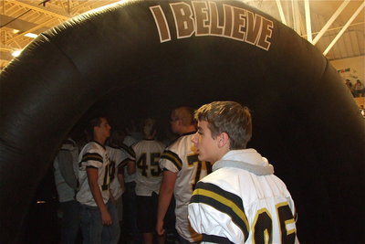 Image: Levi McBride(85) and his Gladiator teammates step into the tunnel and into history as only the 4th Italy Gladiator Football team to represent Italy High school in the semi-final round.