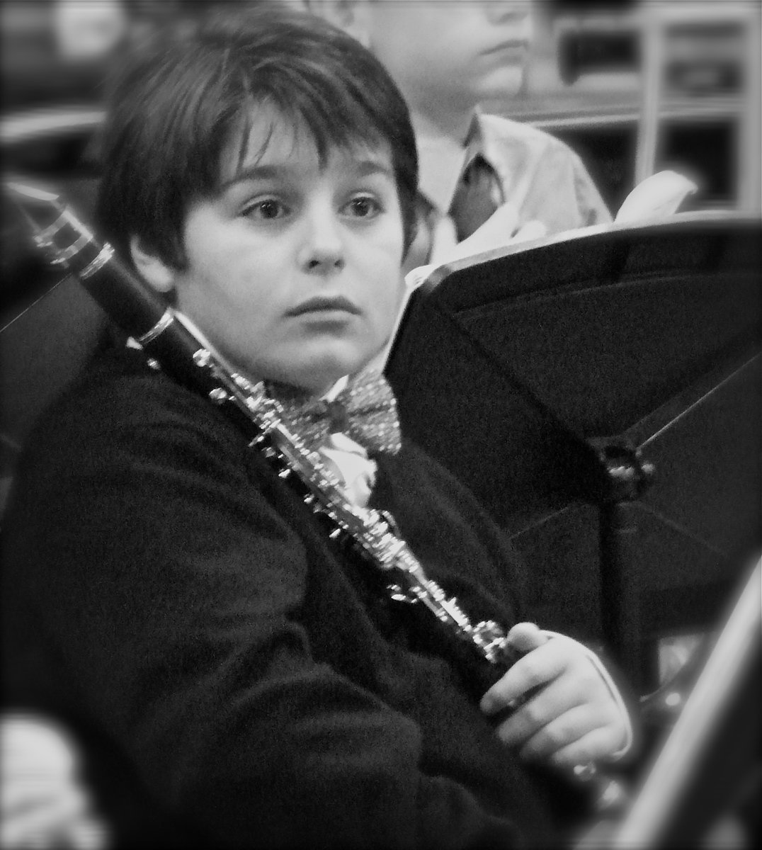 Image: Mikey South performing with the Stafford Elementary 6th grade band.