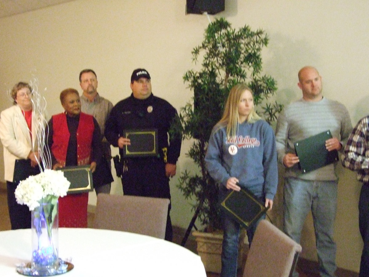 Image: Police Commendation was awarded for building community relations and promoting safety. (L-R) Anne Sutherland, Elmerine Bell, Kelly Westbrook, Officers Eric Tolliver, Shelbee Landon and Shawn Martin.